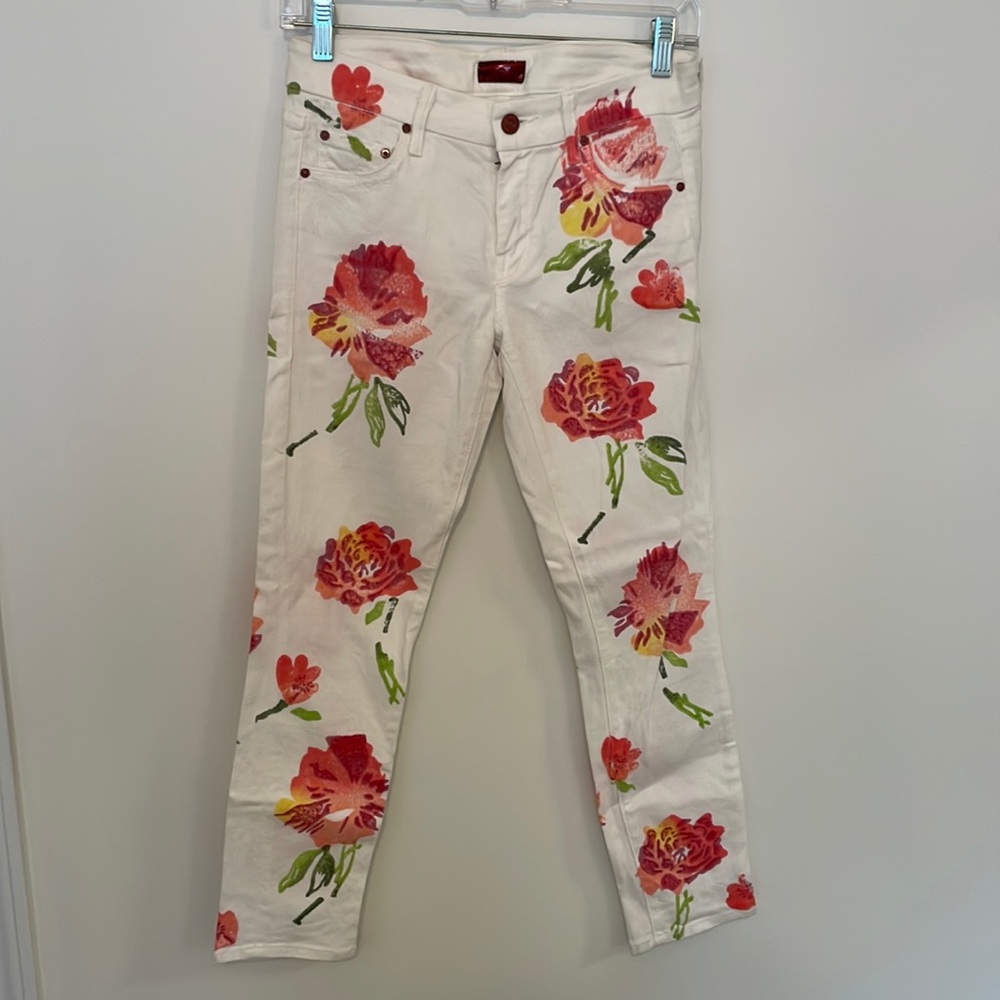 Flower Stamped MOTHER White Denim Size 27
